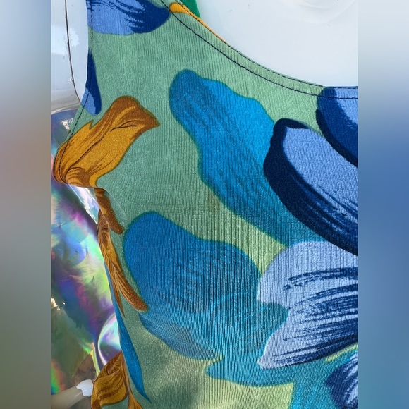 Blue Mint and Golden Orange Floral Skirt Set - Picture 13 of 14